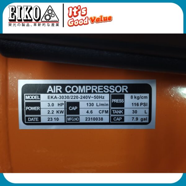 EKA-3030 3.0HP 30L Air Compressor - Image 7