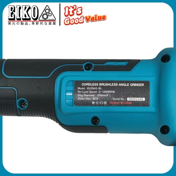 EK20AG-BL 20v 4.0Ah 4" Cordless BrushLess Angle Grinder - Image 7