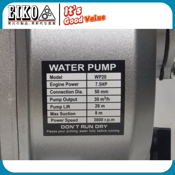 WP20 2" Water Pump c/w EIKO 8.0HP Petrol Engine - Image 7